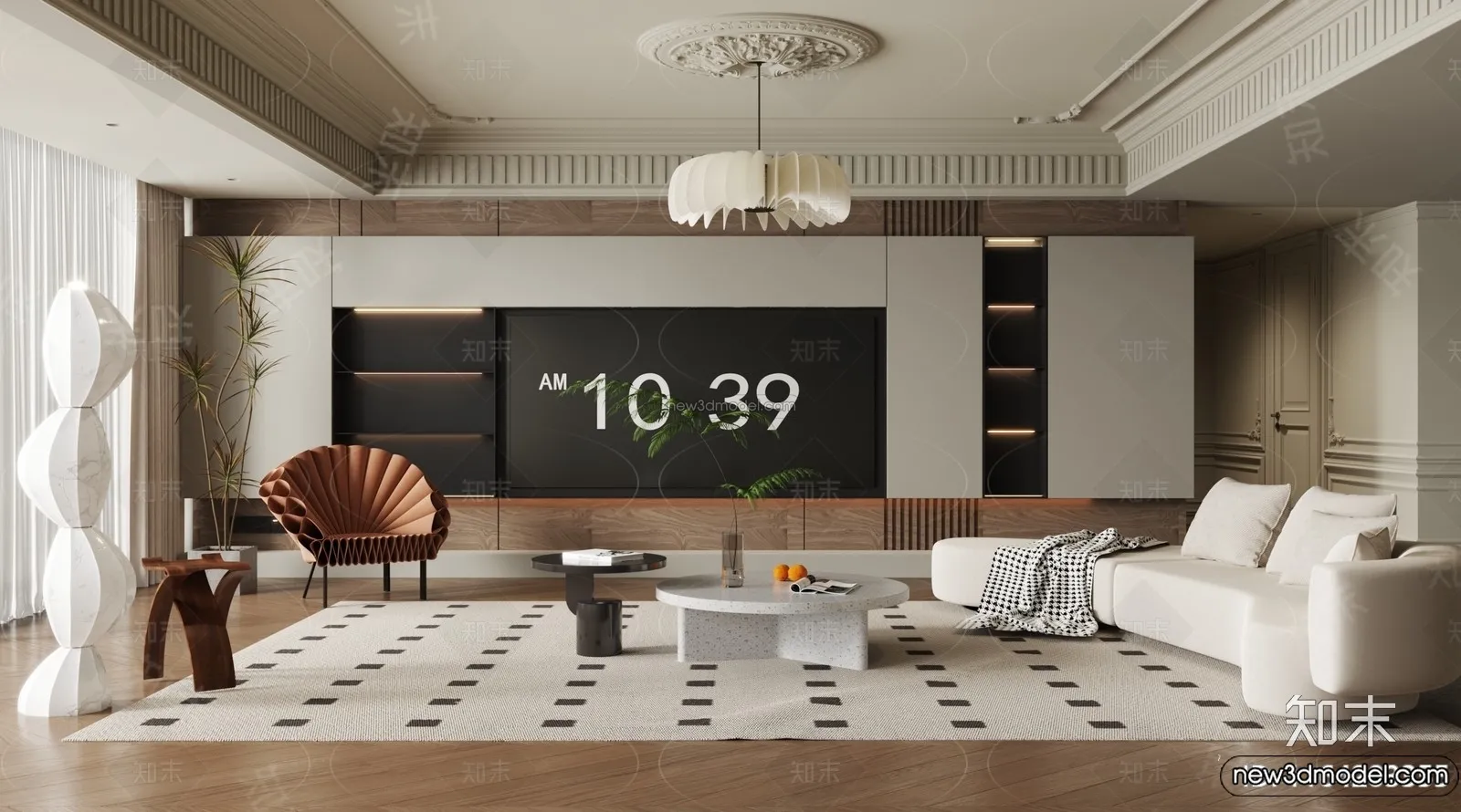 Living Room - 3D Interior Scene - French Style - 023