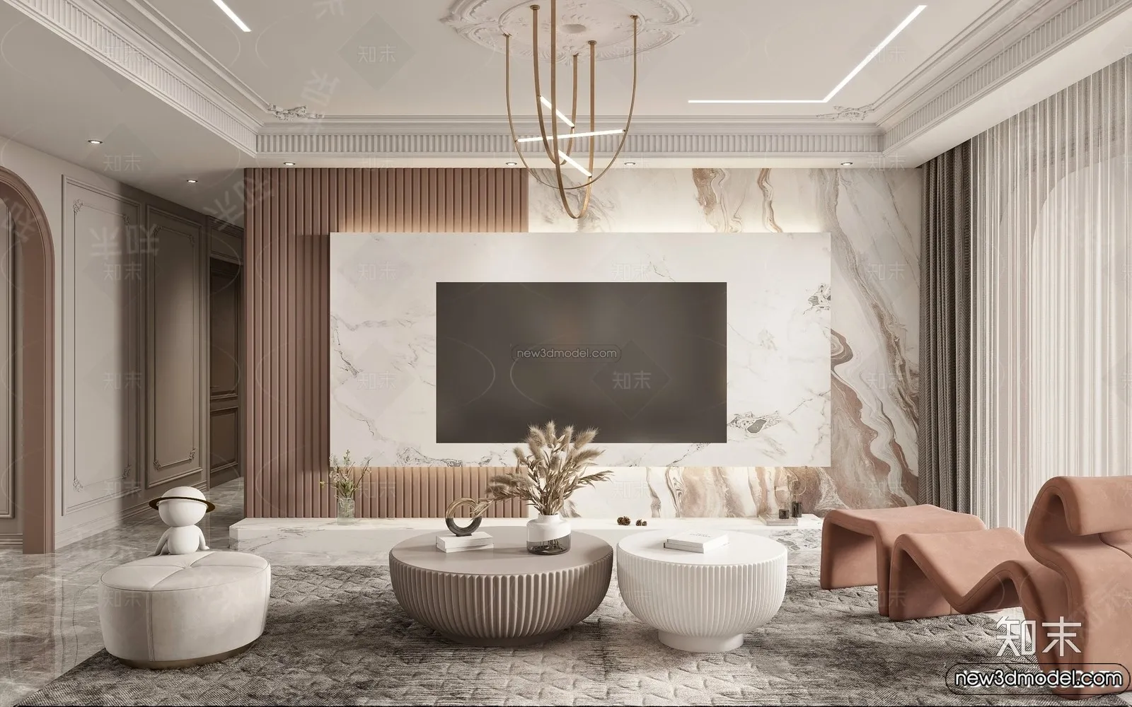 Living Room - 3D Interior Scene - French Style - 024