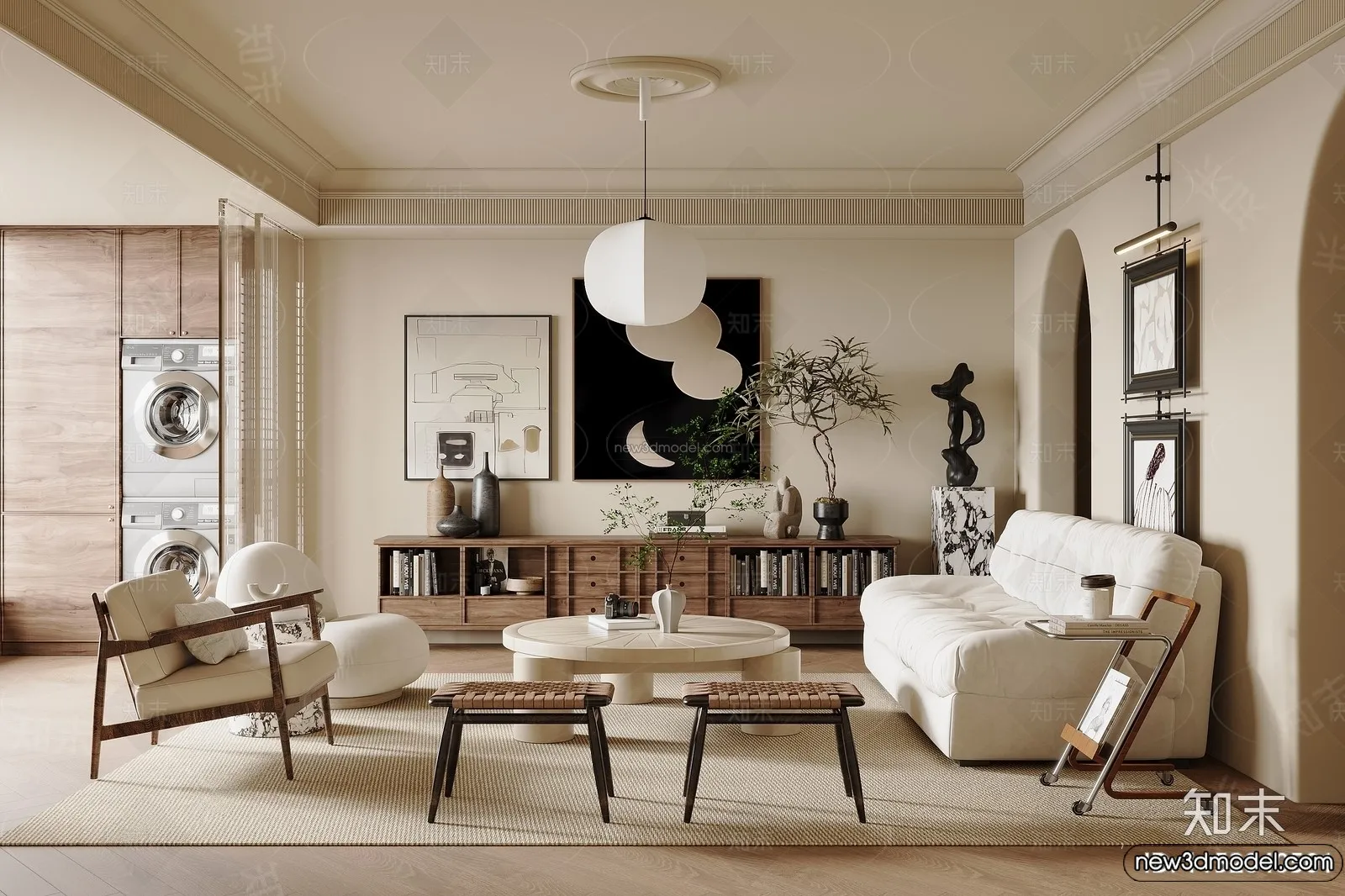 Living Room - 3D Interior Scene - French Style - 025