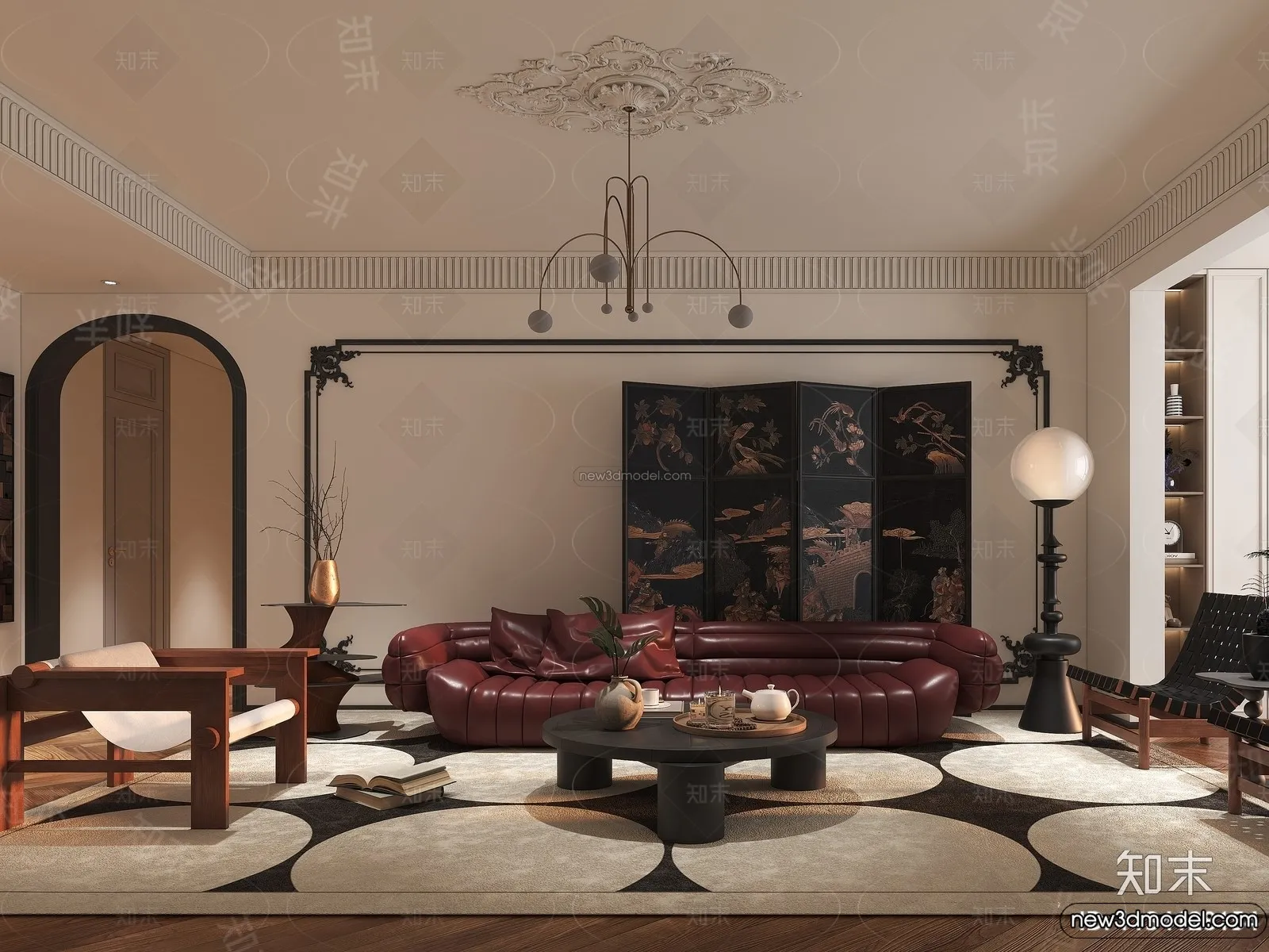 Living Room - 3D Interior Scene - French Style - 026