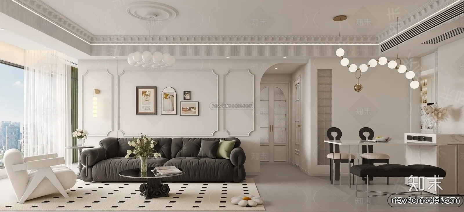 Living Room - 3D Interior Scene - French Style - 027