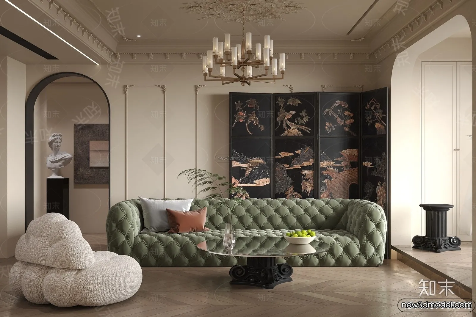 Living Room - 3D Interior Scene - French Style - 030