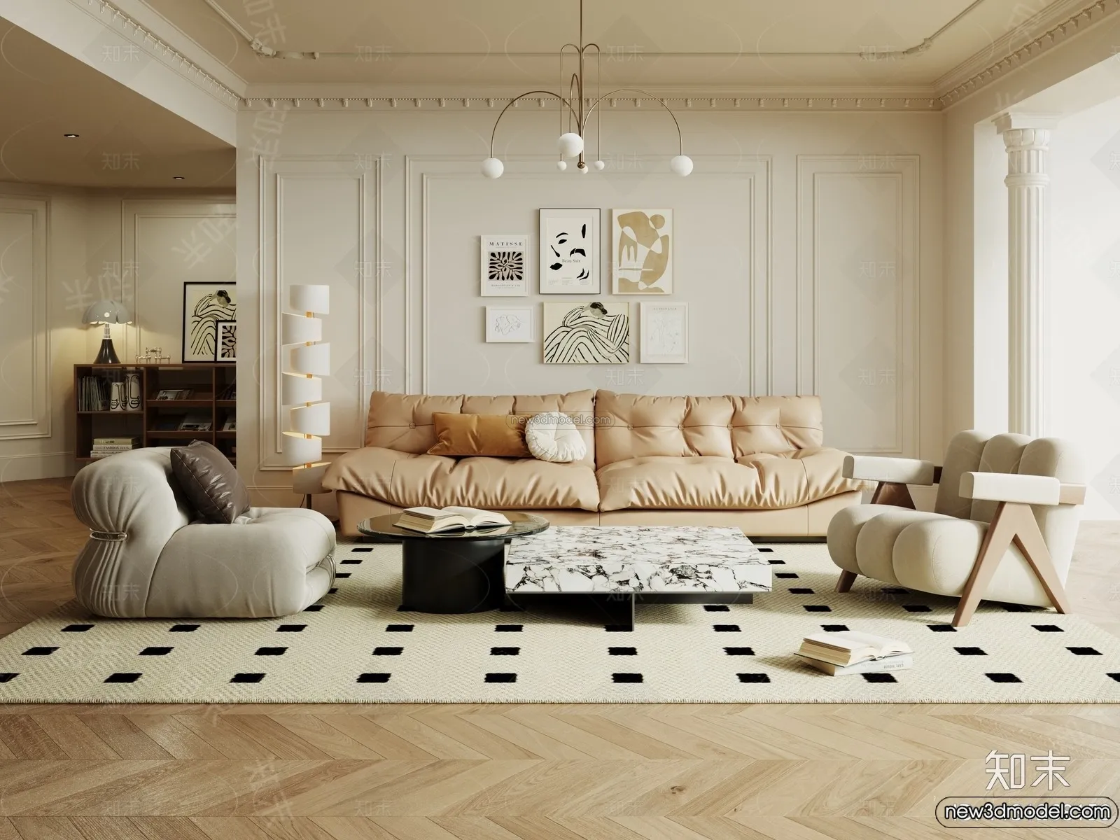 Living Room - 3D Interior Scene - French Style - 032