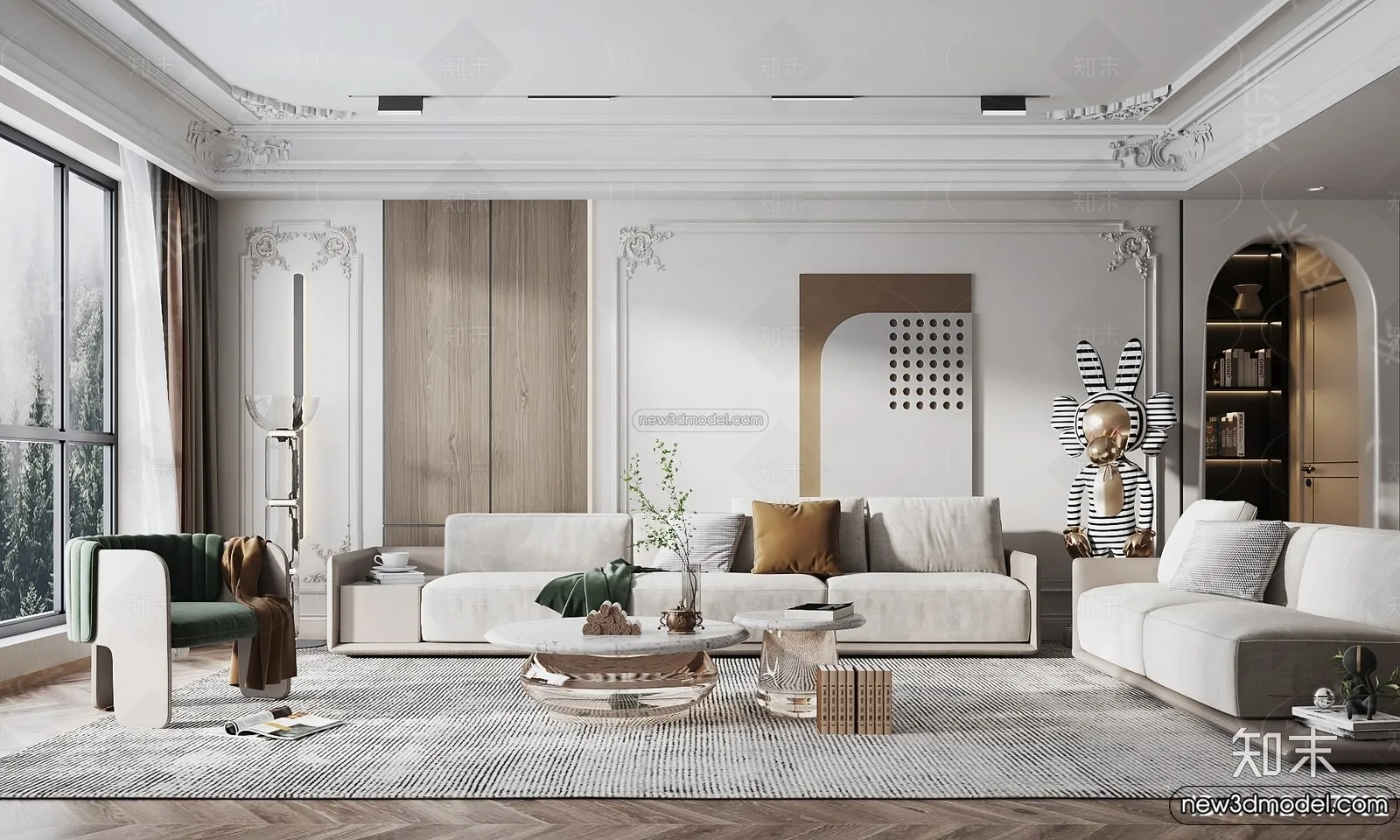 Living Room - 3D Interior Scene - French Style - 035