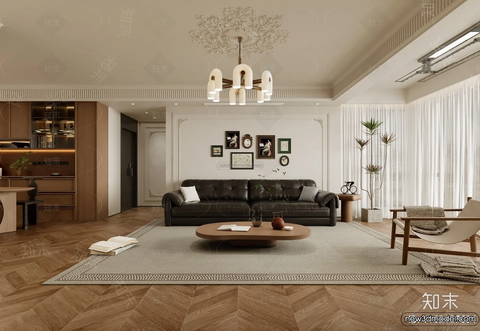 Living Room - 3D Interior Scene - French Style - 037