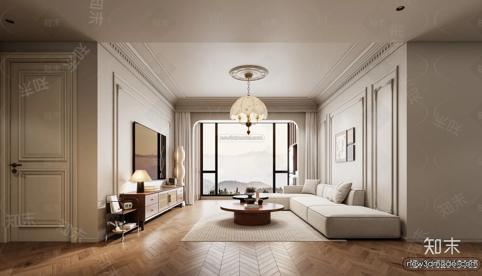 Living Room - 3D Interior Scene - French Style - 038