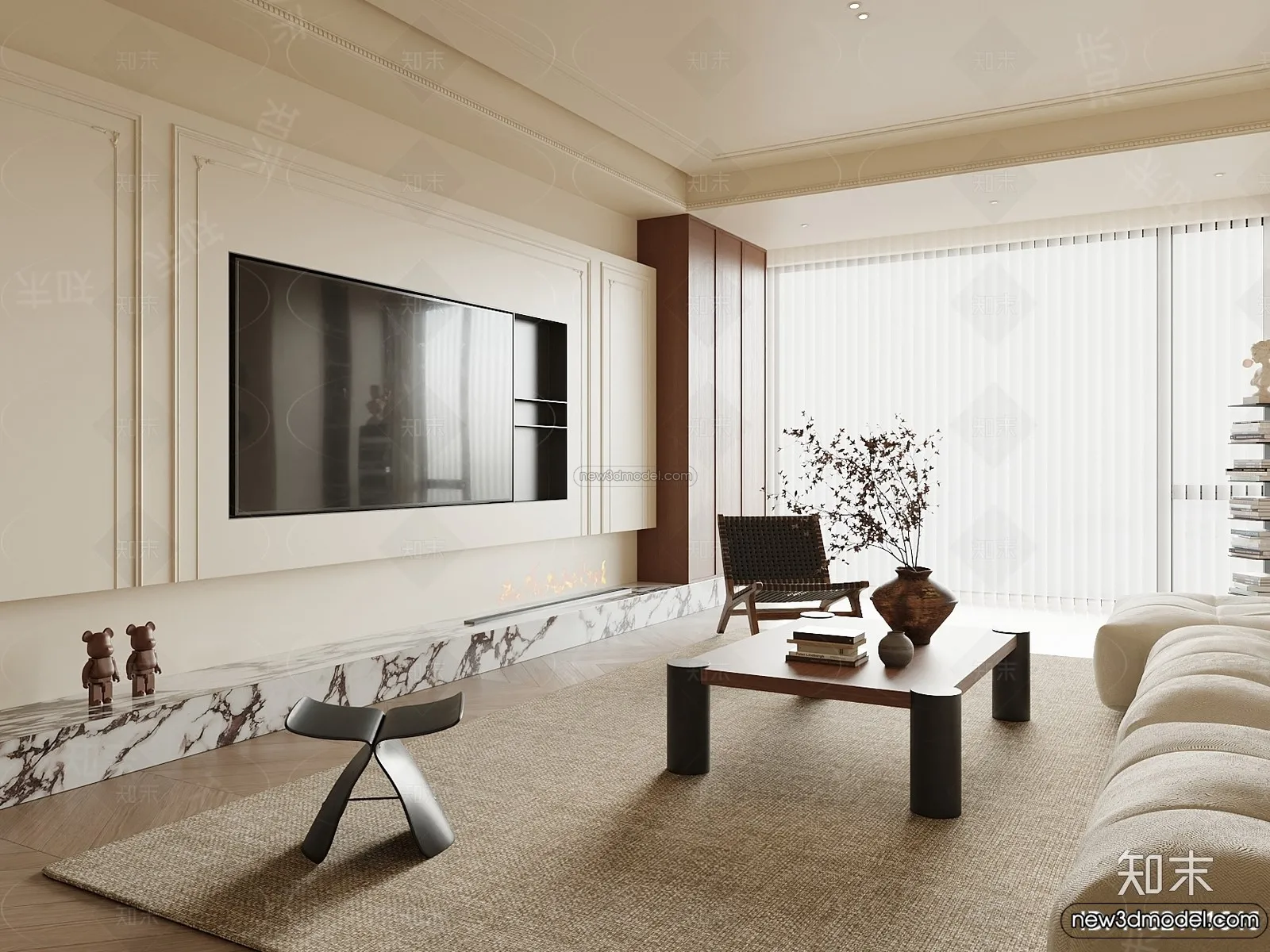 Living Room - 3D Interior Scene - French Style - 039