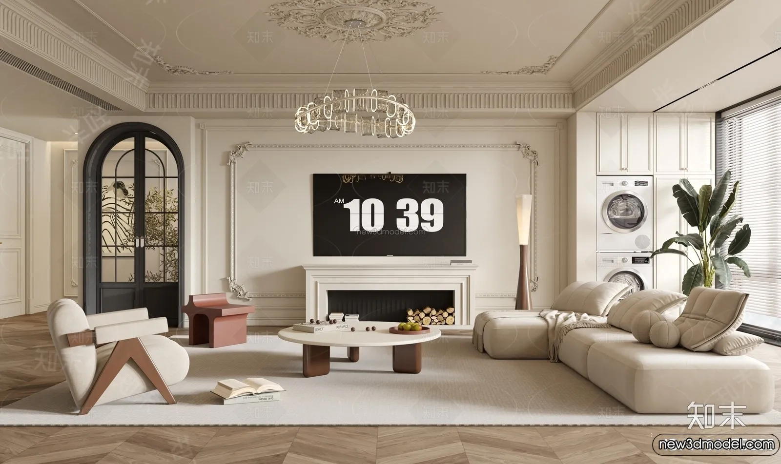 Living Room - 3D Interior Scene - French Style - 040