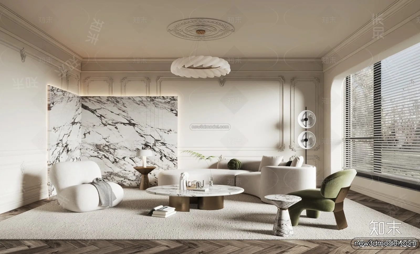 Living Room - 3D Interior Scene - French Style - 041