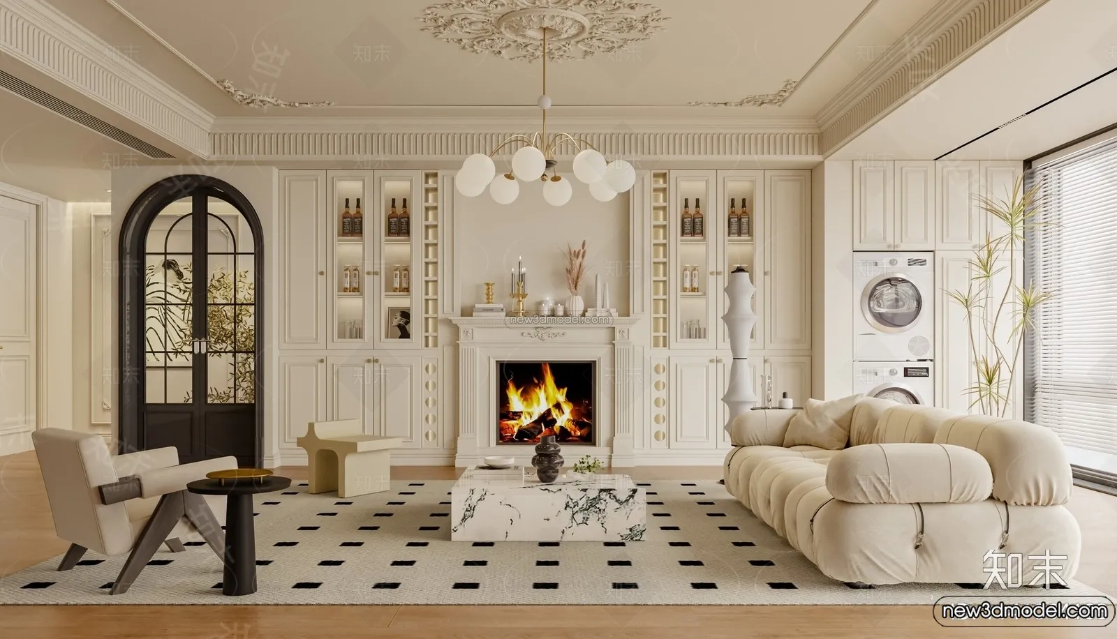 Living Room - 3D Interior Scene - French Style - 044