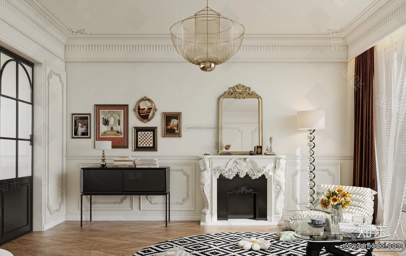 Living Room - 3D Interior Scene - French Style - 052