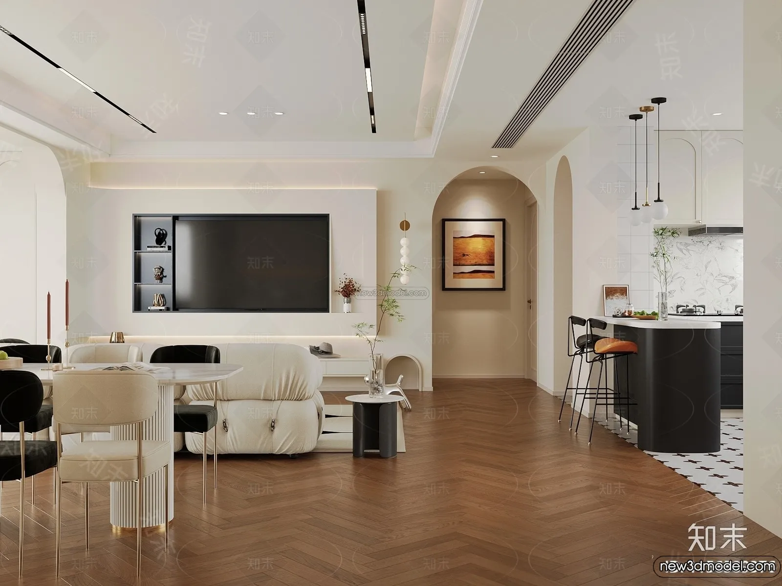 Living Room - 3D Interior Scene - French Style - 055