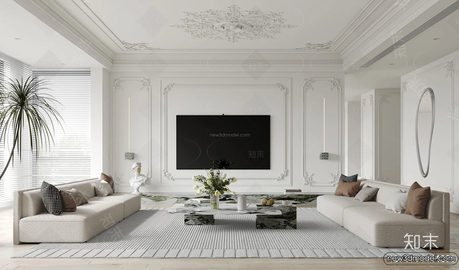 Living Room - 3D Interior Scene - French Style - 057