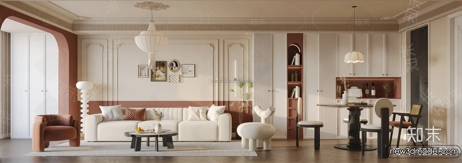 Living Room - 3D Interior Scene - French Style - 061