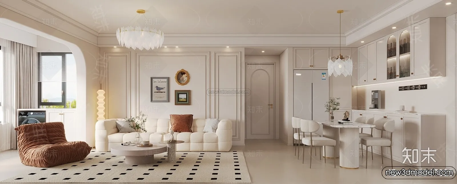 Living Room - 3D Interior Scene - French Style - 063