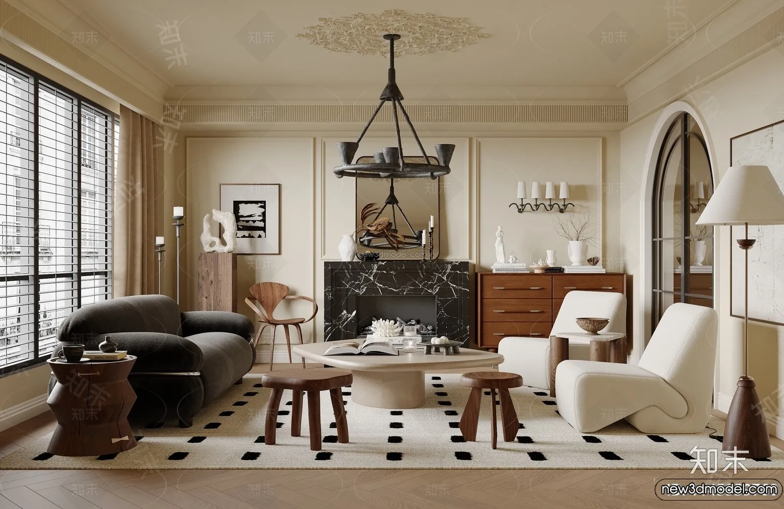 Living Room - 3D Interior Scene - French Style - 064