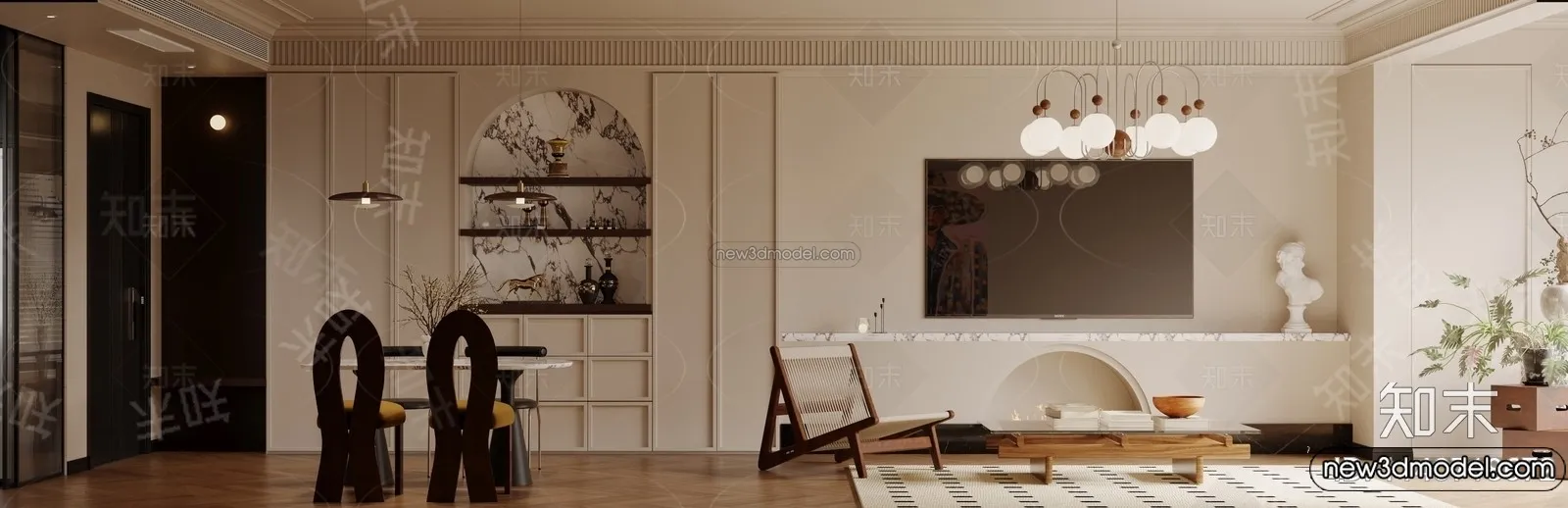 Living Room - 3D Interior Scene - French Style - 065