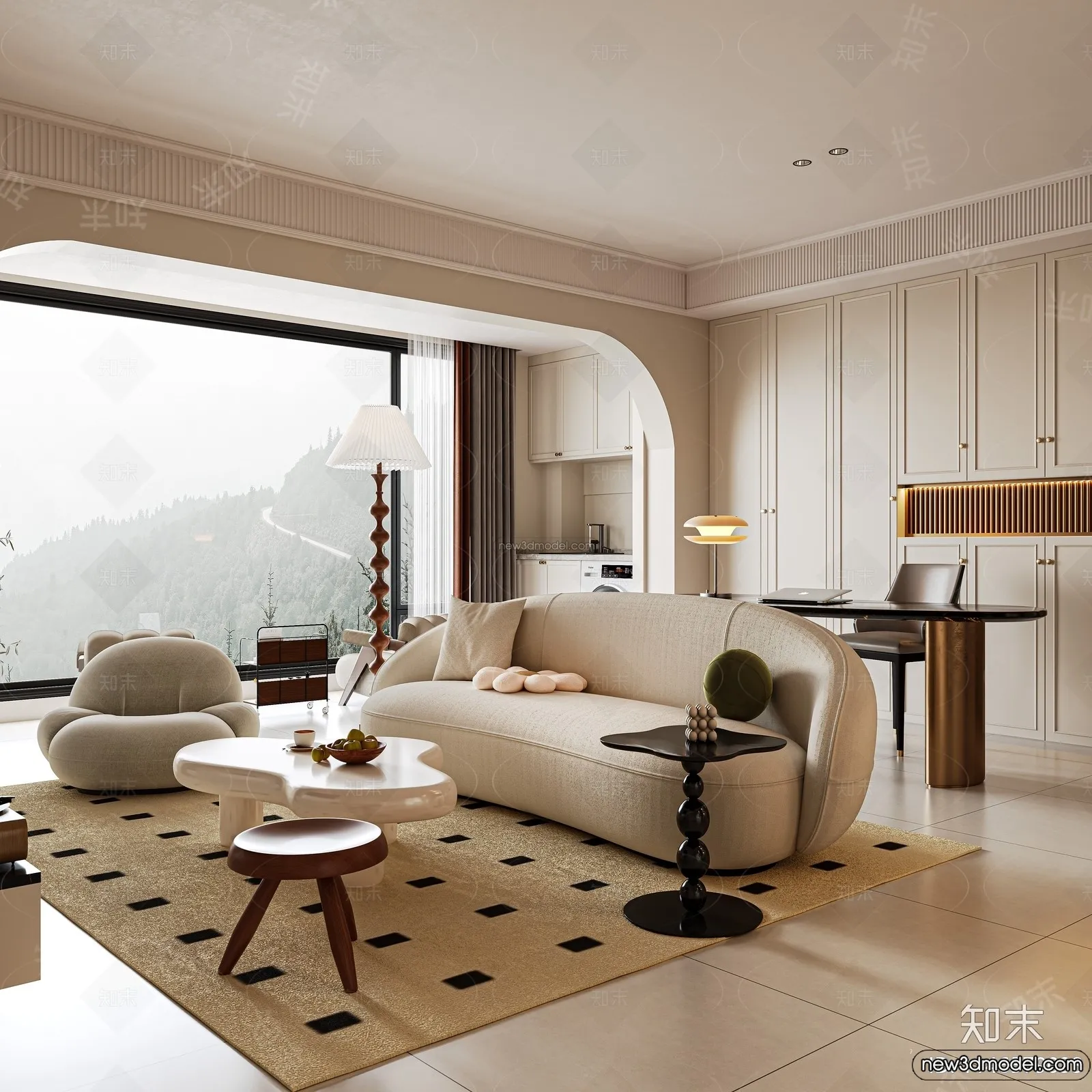 Living Room - 3D Interior Scene - French Style - 066