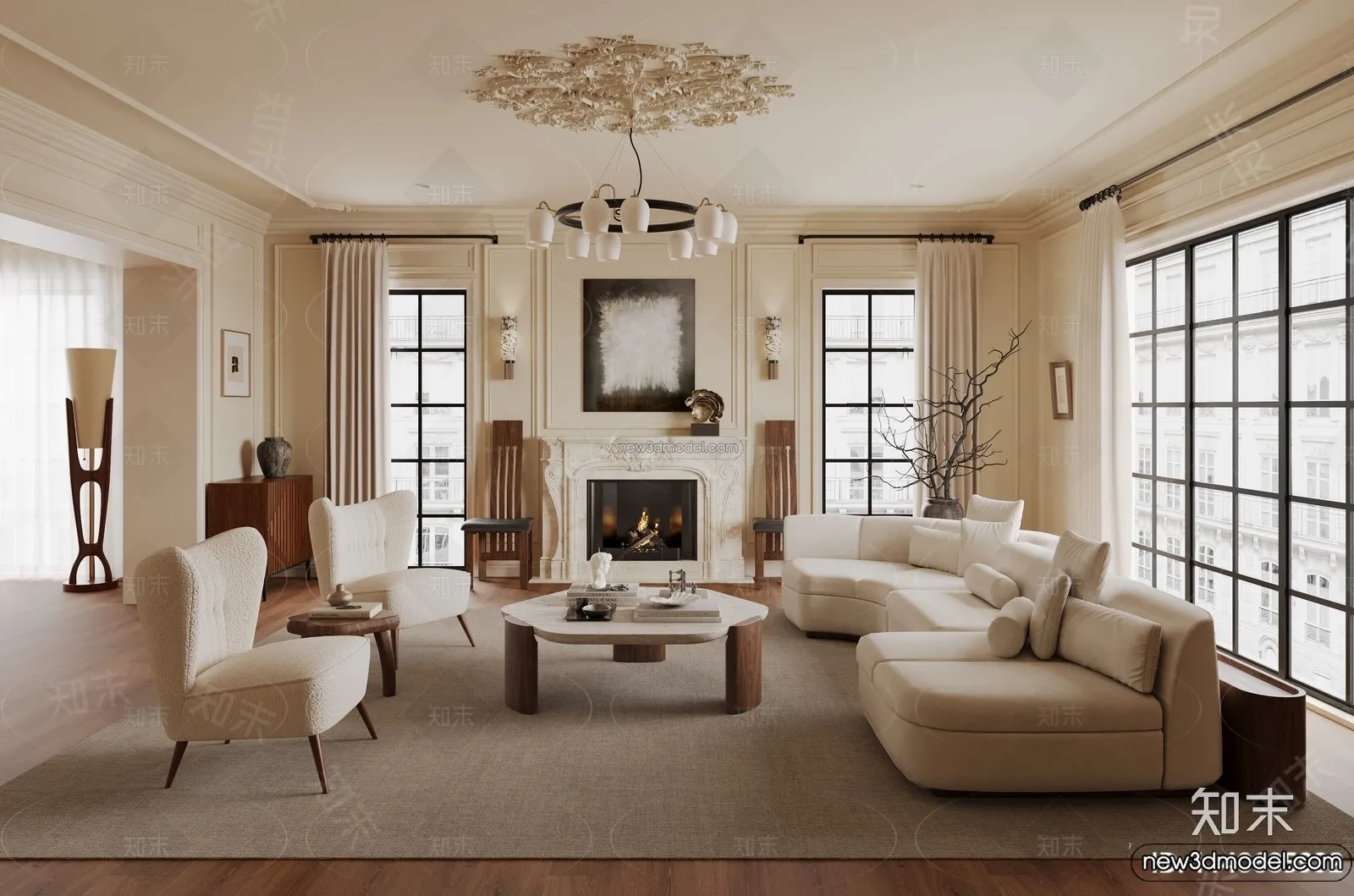 Living Room - 3D Interior Scene - French Style - 067