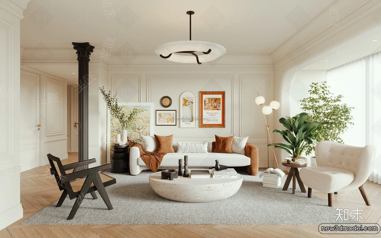 Living Room - 3D Interior Scene - French Style - 068