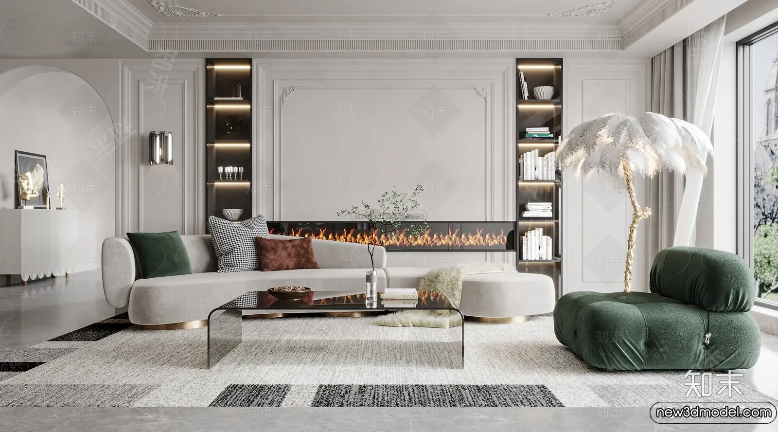 Living Room - 3D Interior Scene - French Style - 071