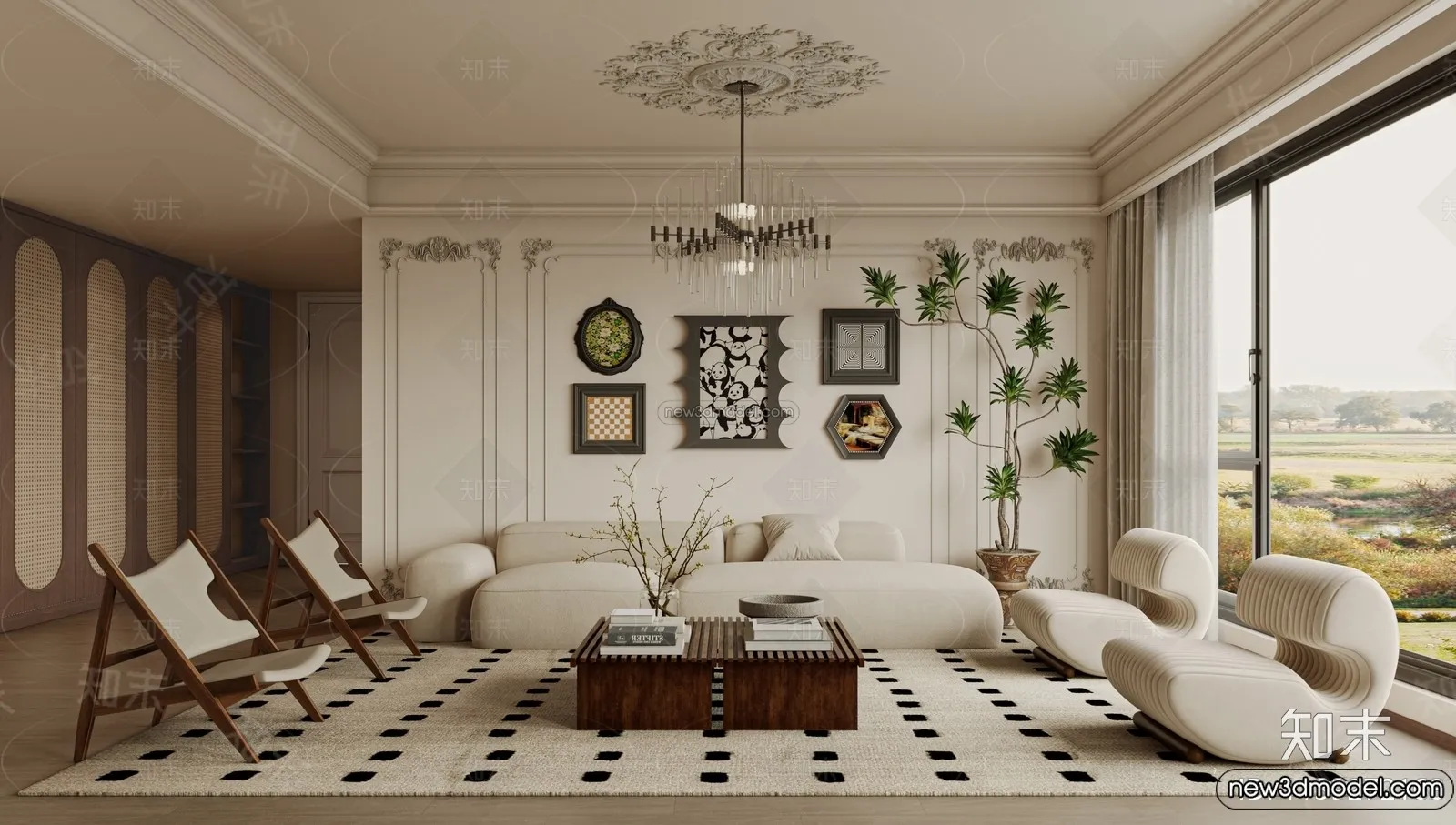 Living Room - 3D Interior Scene - French Style - 072