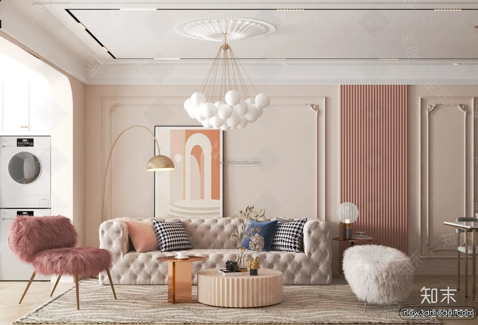 Living Room - 3D Interior Scene - French Style - 074