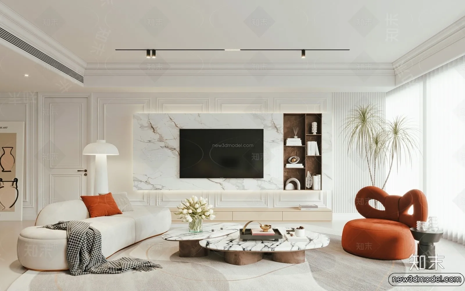 Living Room - 3D Interior Scene - French Style - 075