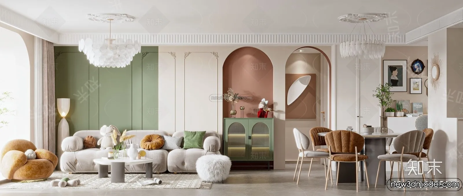 Living Room - 3D Interior Scene - French Style - 077