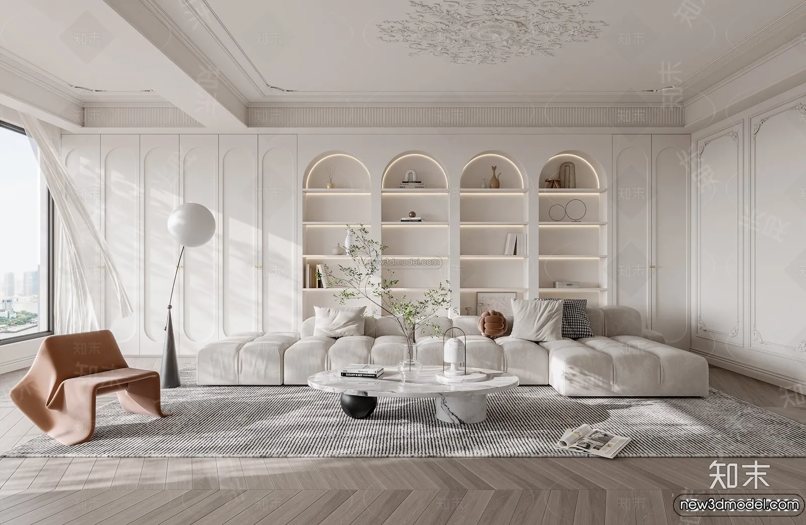 Living Room - 3D Interior Scene - French Style - 078