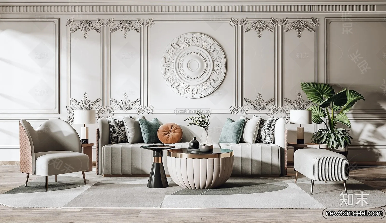 Living Room - 3D Interior Scene - French Style - 081