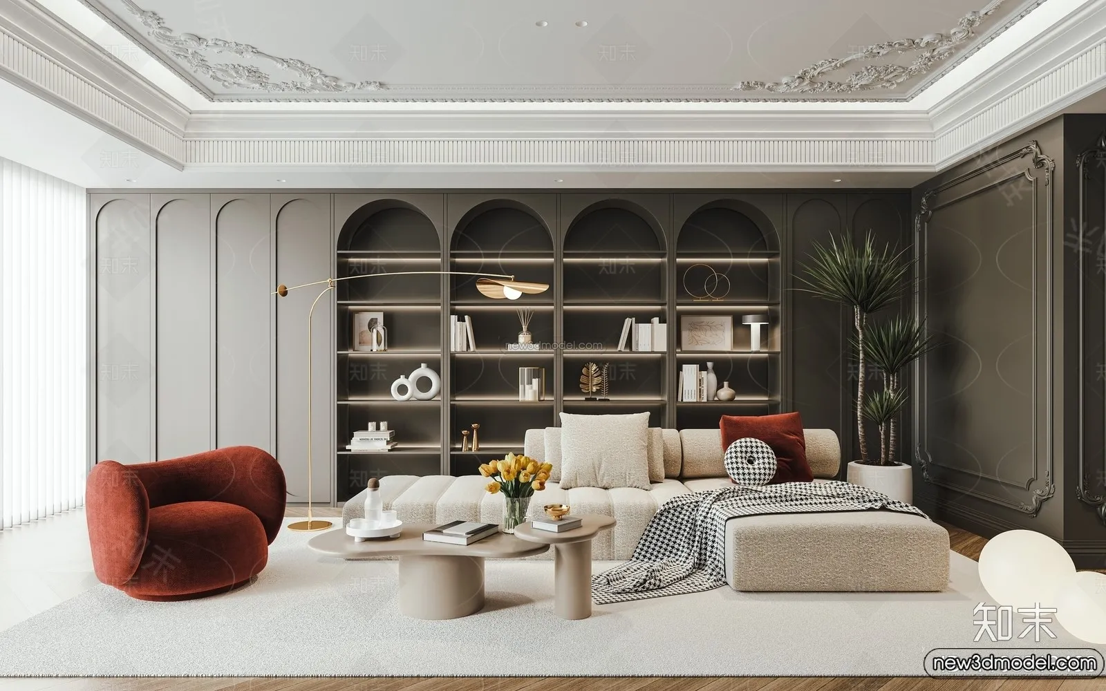 Living Room - 3D Interior Scene - French Style - 082