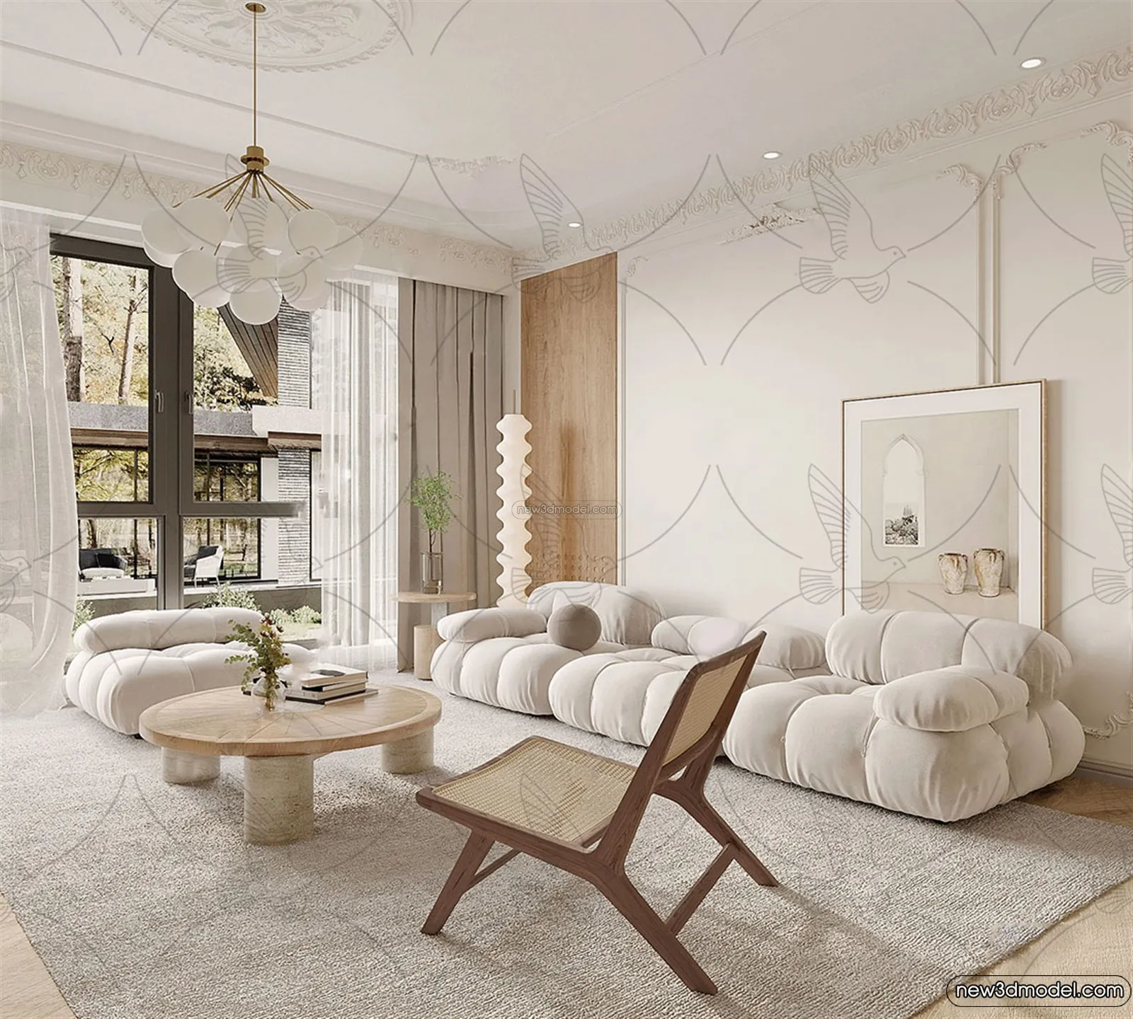 Living Room - 3D Interior Scene - French Style - 083