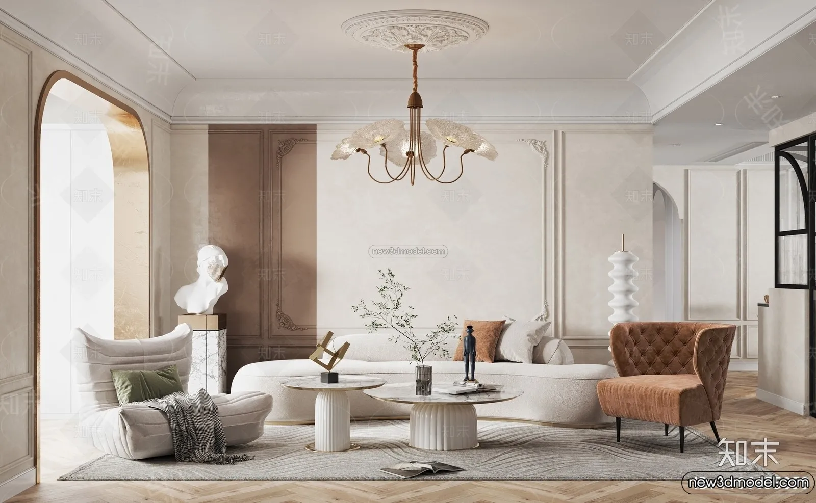 Living Room - 3D Interior Scene - French Style - 084