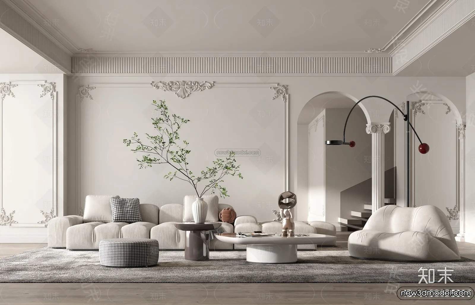 Living Room - 3D Interior Scene - French Style - 085