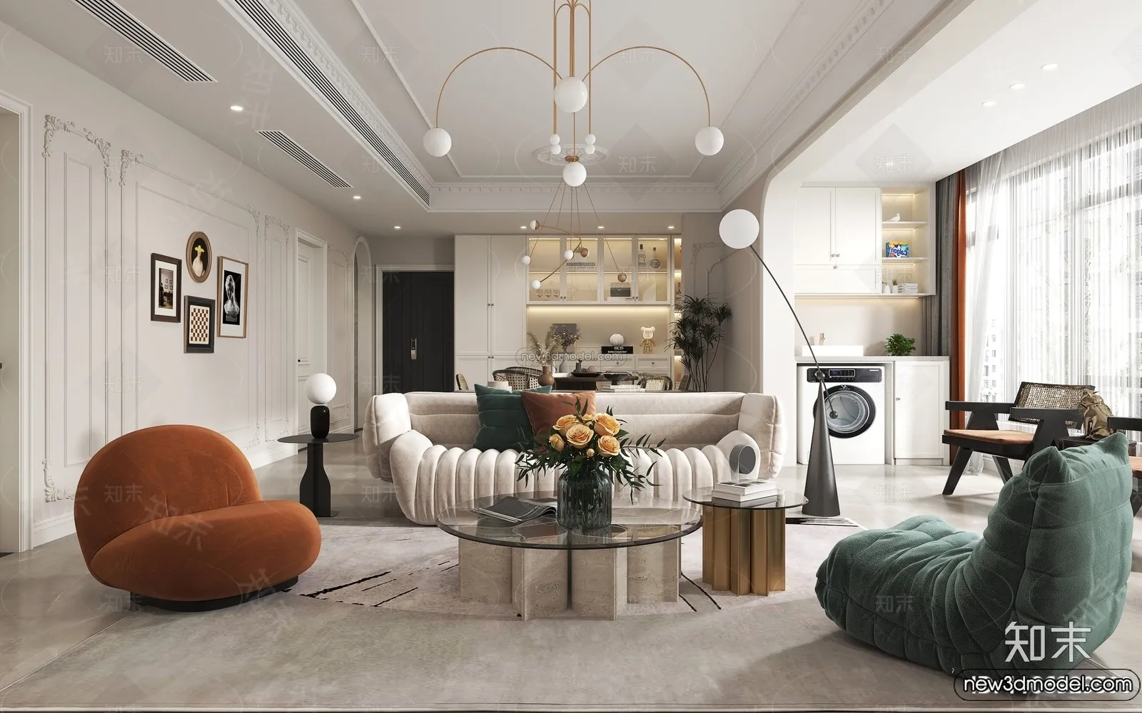 Living Room - 3D Interior Scene - French Style - 087