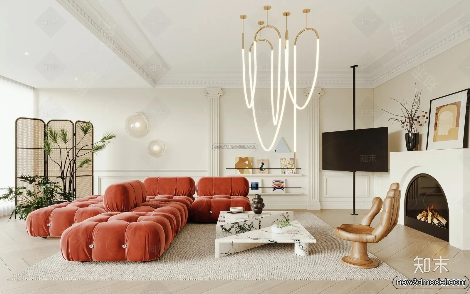 Living Room - 3D Interior Scene - French Style - 089