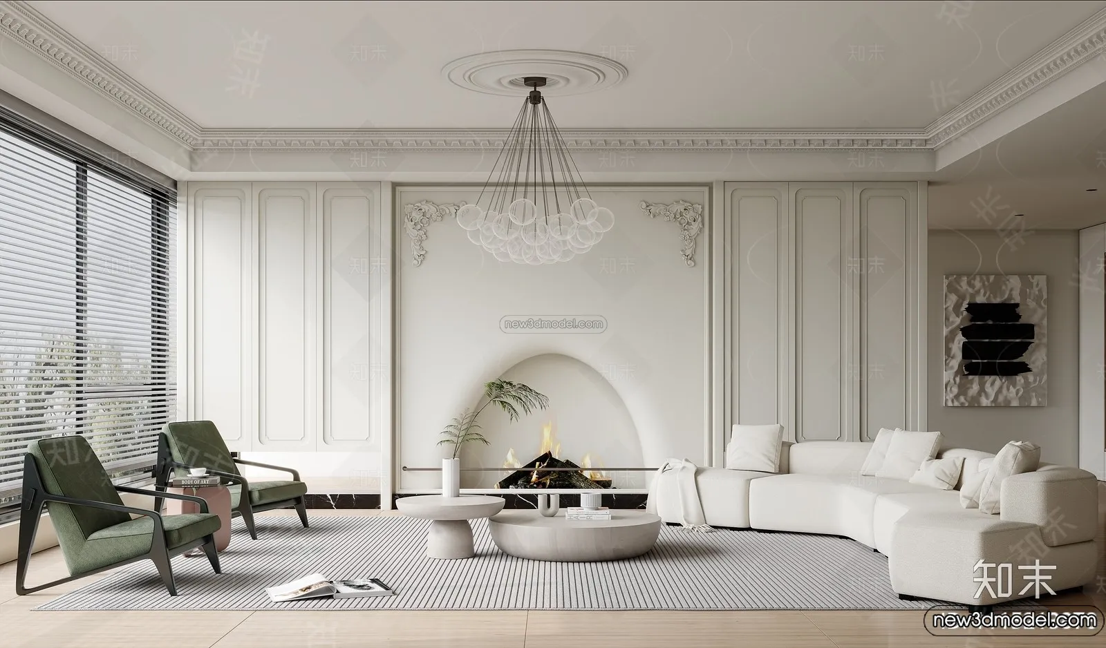 Living Room - 3D Interior Scene - French Style - 090