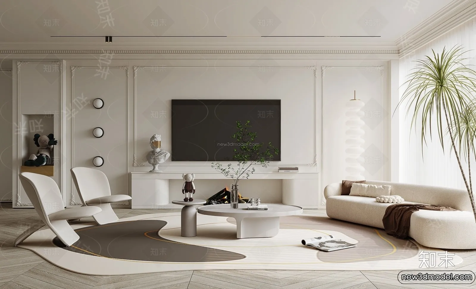 Living Room - 3D Interior Scene - French Style - 091