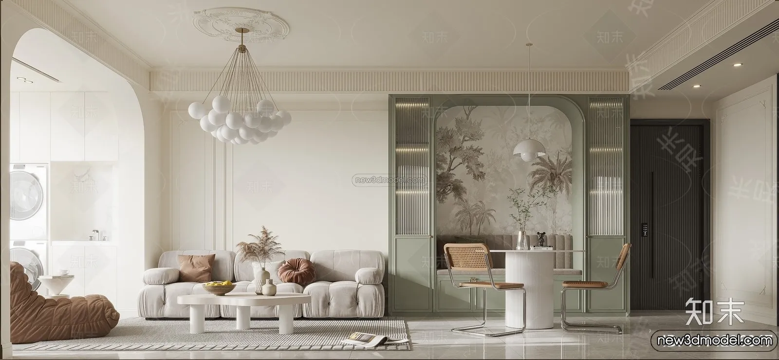 Living Room - 3D Interior Scene - French Style - 093