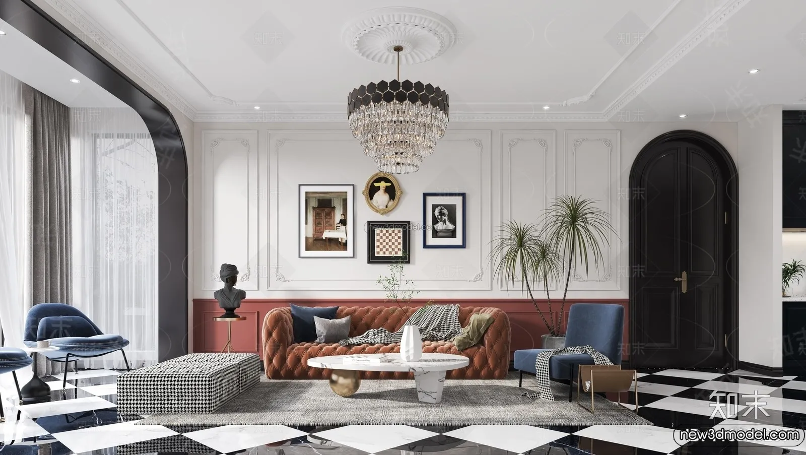 Living Room - 3D Interior Scene - French Style - 095