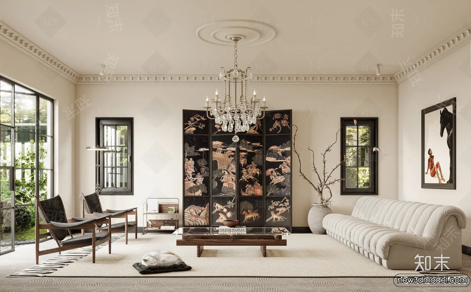 Living Room - 3D Interior Scene - French Style - 097