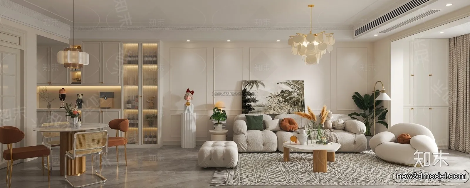 Living Room - 3D Interior Scene - French Style - 098