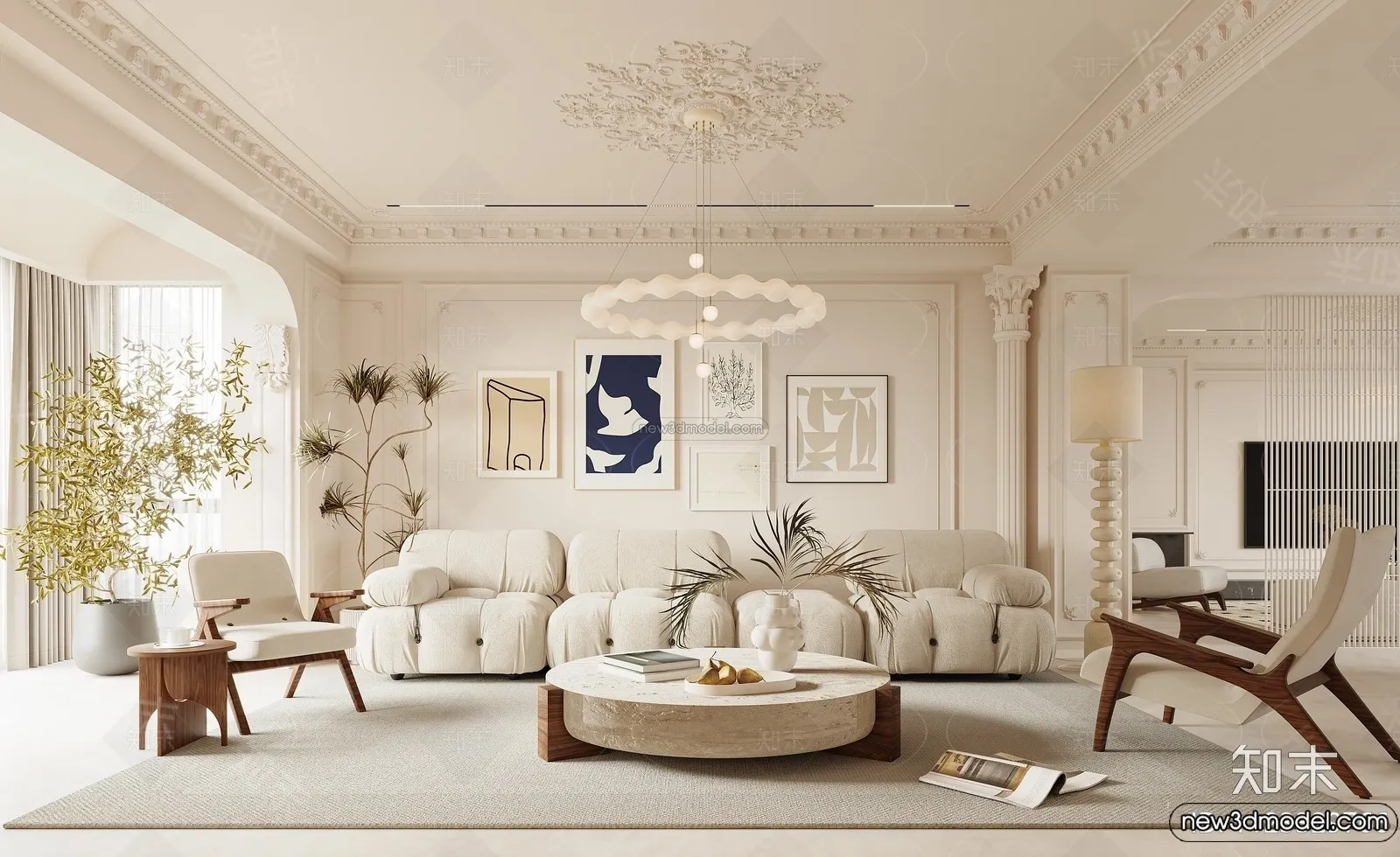 Living Room - 3D Interior Scene - French Style - 101