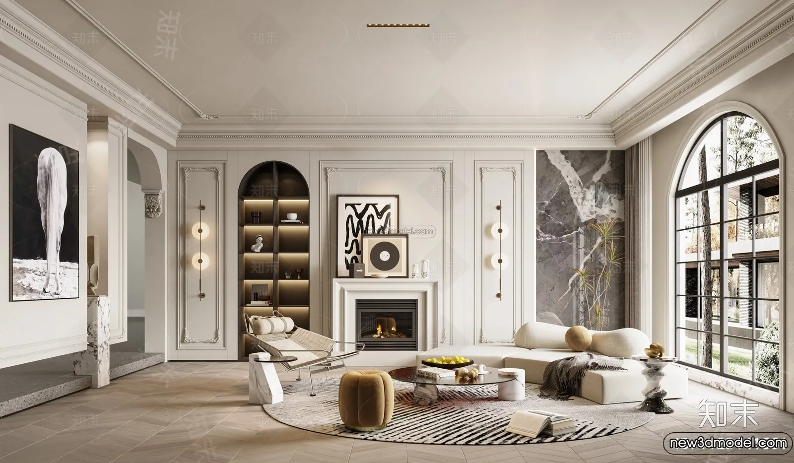 Living Room - 3D Interior Scene - French Style - 104