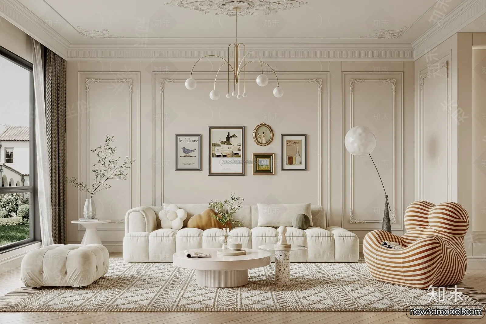 Living Room - 3D Interior Scene - French Style - 105