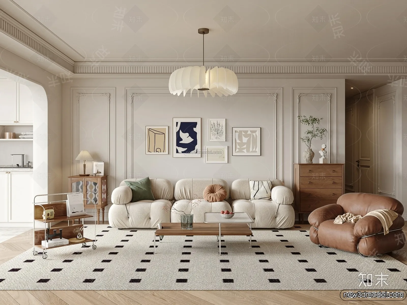 Living Room - 3D Interior Scene - French Style - 106