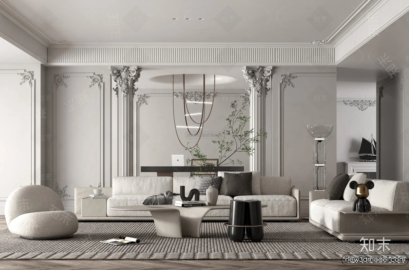 Living Room - 3D Interior Scene - French Style - 109
