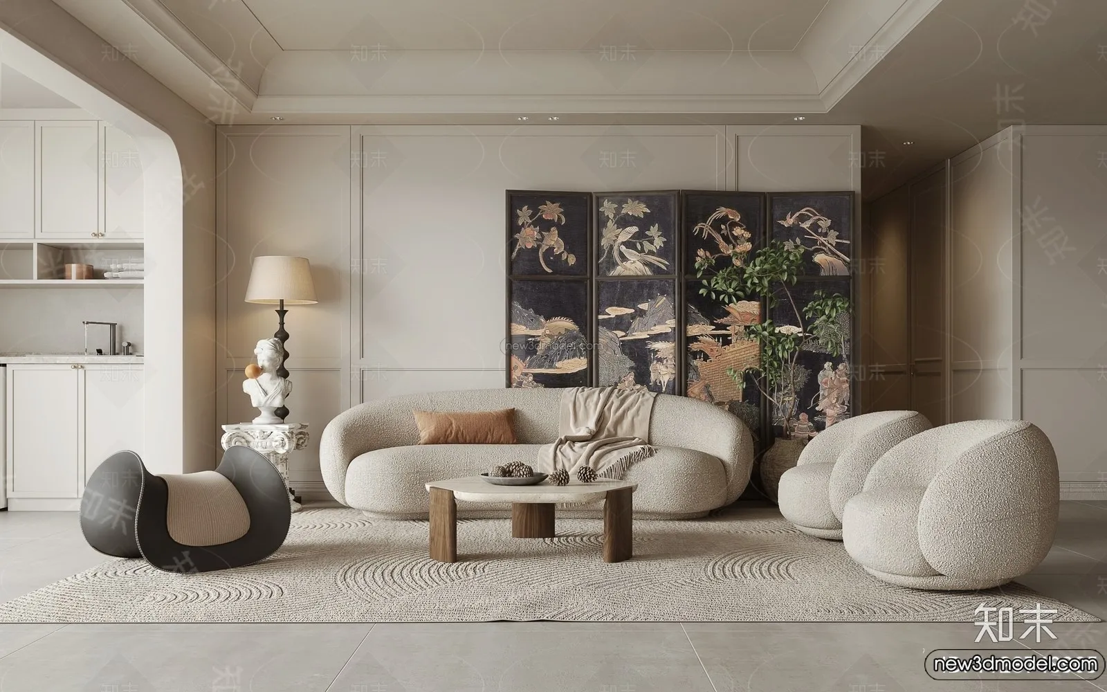 Living Room - 3D Interior Scene - French Style - 111