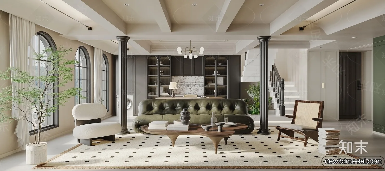 Living Room - 3D Interior Scene - French Style - 112